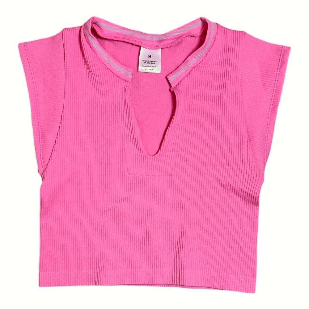 pink ribbed crop top